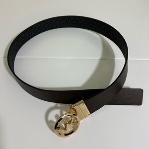 Michael Kors Black Belt with Gold Logo Buckle